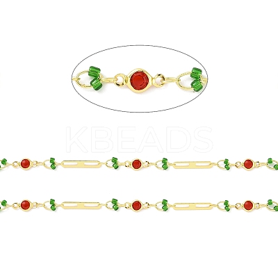 Real 18K Gold Plated Brass Oval & Flat Round Link Chains CHC-F844-10C-1