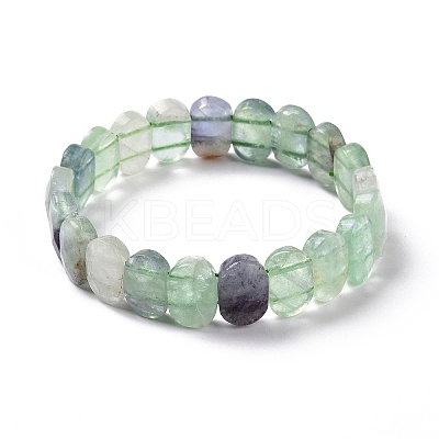Natural Fluorite Oval Beaded Stretch Bracelet G-E010-01S-1