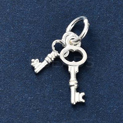 S925 Sterling Silver Double Keys Charms STER-K183-02B-S-1