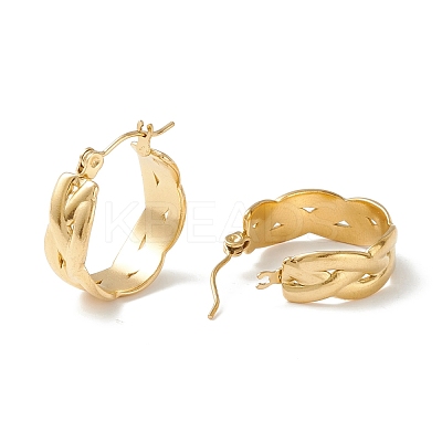 304 Stainless Steel Wide Chunky Hoop Earrings for Women Ion Plating(IP) EJEW-P197-04G-1