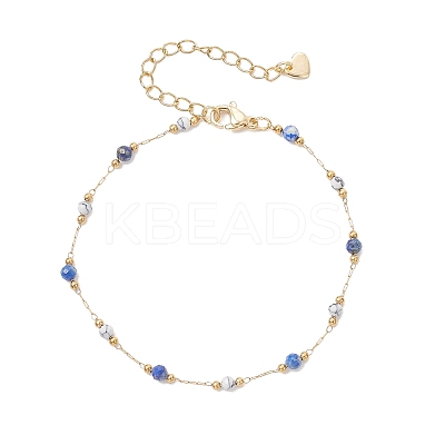 Handmade Mixed Stone Beads & 316 Stainless Steel Round Link Chains Bracelets BJEW-JB13340-1