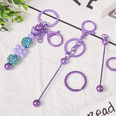 5Pcs Alloy and Brass Bar Beadable Keychain for Jewelry Making DIY Crafts DIY-SW0001-15C-1
