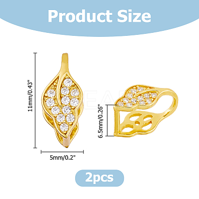 2Pcs 925 Sterling Silver Clear Cubic Zirconia Pendants Bails STER-HS0001-12G-1