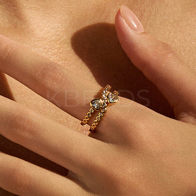 Brass with Cubic Zirconia Cuff Open Rings for Women FS-WG973E1-03-1