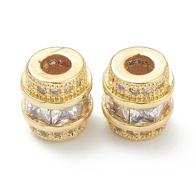 Brass Clear Cubic Zirconia Beads ZIRC-B010-27G-1
