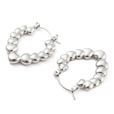 Non-Tarnish Heart Bubble 304 Stainless Steel Hoop Earrings for Women EJEW-C067-12P-1