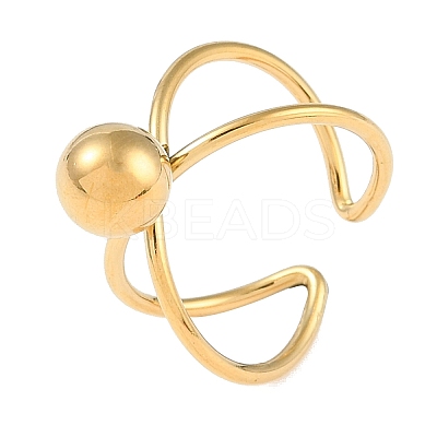 Ion Plating(IP) 304 Stainless Steel Round Open Cuff Ring RJEW-C097-06G-1