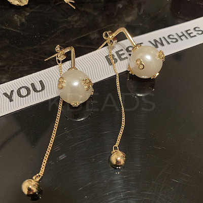 Letter Bee Ball Plastic Imitation Pearl Dangle Stud Earrings FQ2091-1