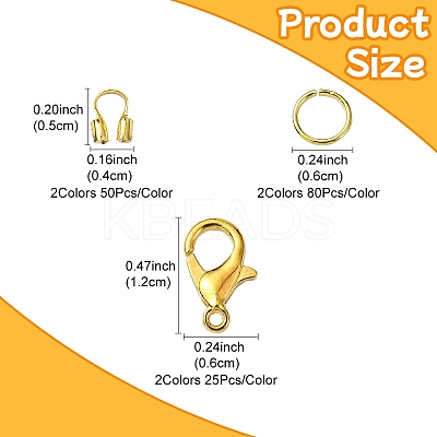 Zinc Alloy Lobster Claw Clasps with Brass Wire Guardian and Protectors with Iron Open Jump Rings DIY-YW0010-08-1