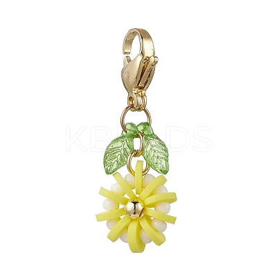 Flower Polymer Clay & Glass Pendants Decorations HJEW-MZ00327-07-1