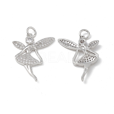 Brass Micro Pave Cubic Zirconia Pendants KK-E068-VB146-1