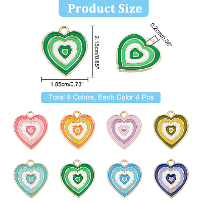 32Pcs 8 Colors Rack Plating Light Gold Alloy Enamel Pendants ENAM-NB0001-86-1