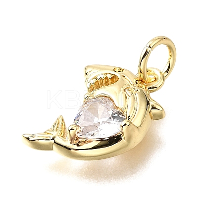 Brass Micro Pave Cubic Zirconia Pendants KK-V011-28G-A-1