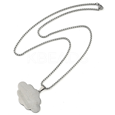 Anti-Tarnish 201 Stainless Steel Arabic Elements Cloud Pendant Box Chain Necklaces LS-NJEW-D089-03P-1