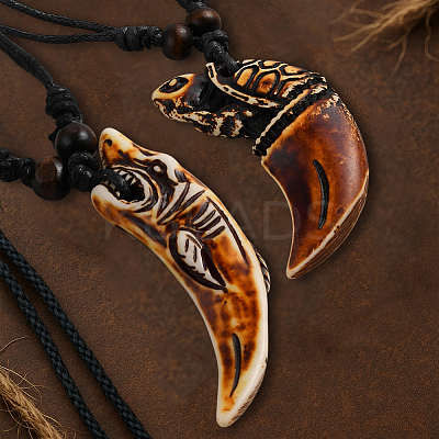3Pcs 3 Styles Resin Fishhook Horn with Shark NJEW-HY0001-08A-1