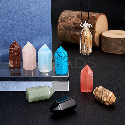 8Pcs 8 Style Gemstone Pointed Beads G-FW0001-27-1