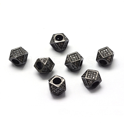 Rack Plating Brass Cubic Zirconia Beads LS-ZIRC-S029-02B-1