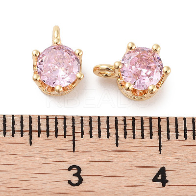 Brass Micro Pave Cubic Zirconia Charms KK-C051-39G-04-1