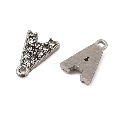 Letter 304 Stainless Steel Rhinestone Charms STAS-H240-24A-P-1