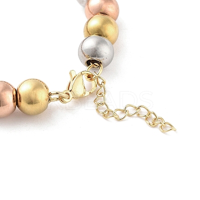 202 Stainless Steel Round Beaded Bracelets for Men Women LS-BJEW-D034-01MC-1