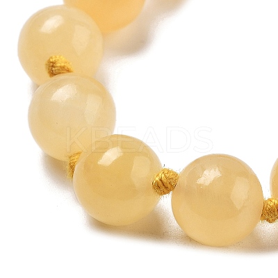 10mm Round Natural Yellow Jade Beaded Necklaces NJEW-F327-02B-04-1