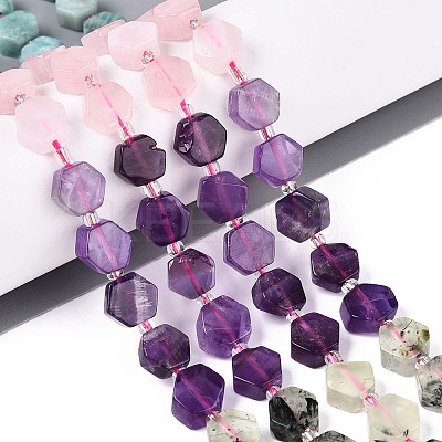 Natural Lapis Lazuli & Amethyst & Rose Quartz & Amazonite & Prehnite & Strawberry Quartz & Sunstone 7 Chakra Beads Strands G-P534-A27-01-1