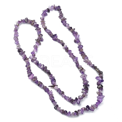 Natural Amethyst Chip Beads Strands G-YW0002-09-1
