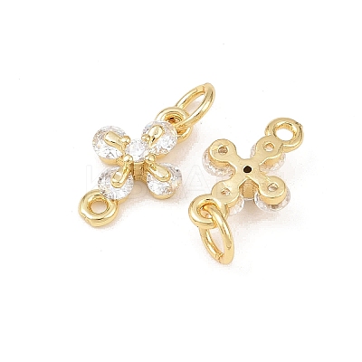 Brass Pave Clear Cubic Zirconia Cross Links Connector Charms KK-G544-16G-1