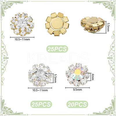 70pcs 3 Styles Cubic Zirconia with Alloy Cabochons DIY-GA0007-27-1