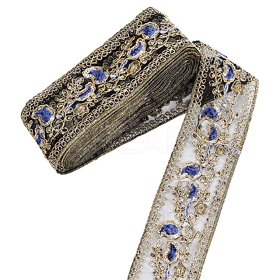 Flower Pattern Ethnic Style Embroidery Floral Polyester Ribbons OCOR-WH0070-322A-01-1