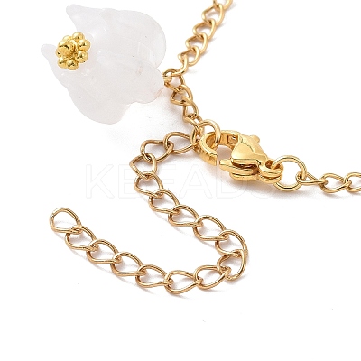 Acrylic Leaf & Flower & Plastic Pearl Charm Bracelet BJEW-JB09077-1