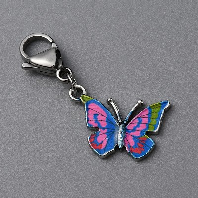Butterfly Alloy Enamel Pendant Decoration HJEW-WH0042-73A-1