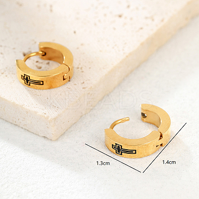 Minimalist Hip-hop Style Cross 201 Stainless Steel Hoop Earrings YA3069-1
