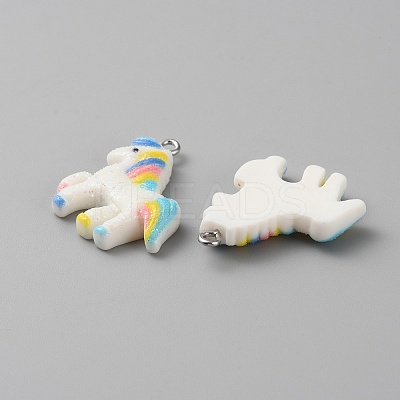 Rainbow Color Opaque Resin Pendants LS-RESI-WH0026-101A-1
