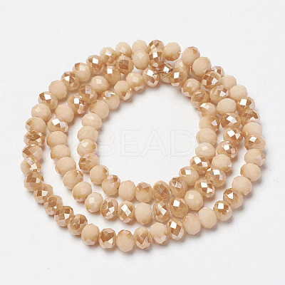 Electroplate Opaque Solid Color Glass Beads Strands EGLA-A034-P4mm-K07-1