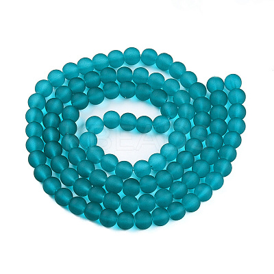Frosted Transparent Glass Beads Strands X-GLAA-S031-8mm-37-01-1
