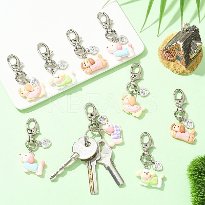 10Pcs Dog Resin Pendant Decorations HJEW-YW00306-1