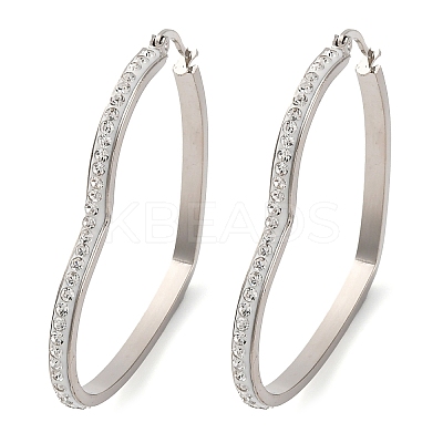 304 Stainless Steel Heart Hoop Earrings EJEW-S242-01P-F-1