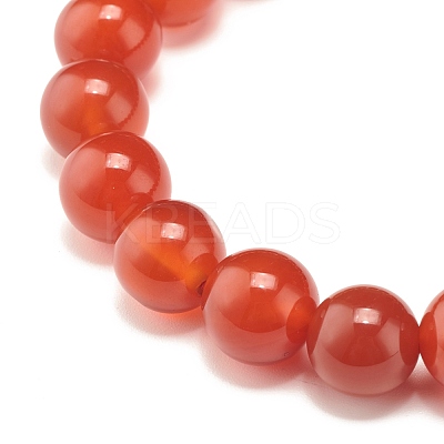 Natural Carnelian Round Beads Stretch Bracelet BJEW-JB07235-04-1