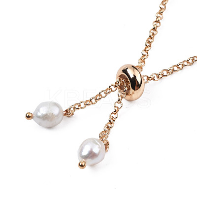 Natural Pearl & Glass Braided Slider Bracelet BJEW-N018-01D-1