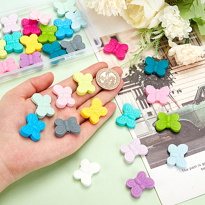 30Pcs 15 Colors Food Grade Eco-Friendly Silicone Focal Beads SIL-PH0001-14-1