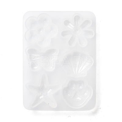 Flower & Shell & Starfish & Paw Print & Butterfly Silicone Molds X-DIY-P059-07-1