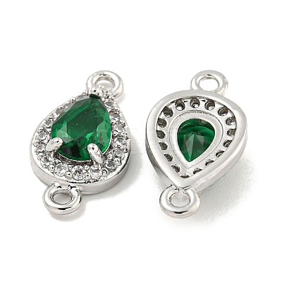 Brass Pave Clear & Green Cubic Zirconia Connector Charms KK-P275-46P-1