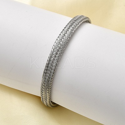 Braided 304 Stainless Steel Cuff Bangles for Women BJEW-A067-08P-1