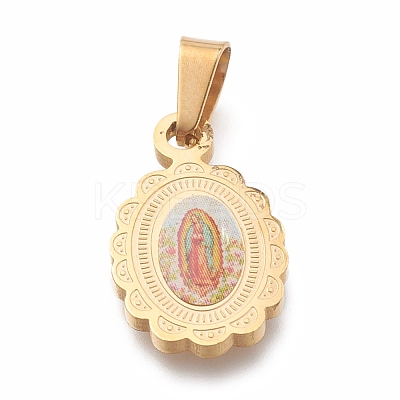 304 Stainless Steel Lady of Guadalupe Pendants STAS-O138-13G-1