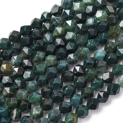 Natural Moss Agate Beads Strands G-F523-37-6mm-1
