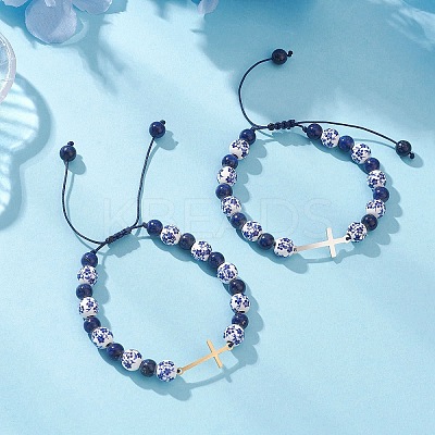 2Pcs 201 Stainless Steel Link Bracelets BJEW-JB12937-1