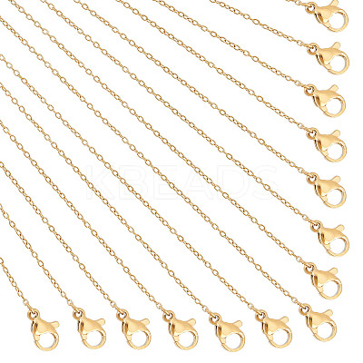 Ion Plating(IP) 304 Stainless Steel Cable Chain Necklaces PH-NJEW-E122-11G-1