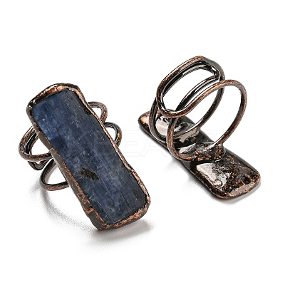Natural Kyanite/Cyanite/Disthene Twist Rectangle Adjustable Rings RJEW-M157-02R-1