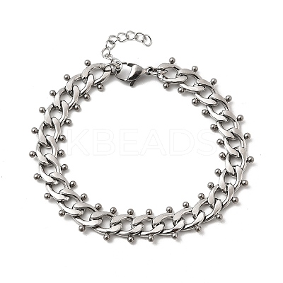 Punk Style 304 Stainless Steel Curn Chain Bracelets for Women BJEW-A044-01P-1